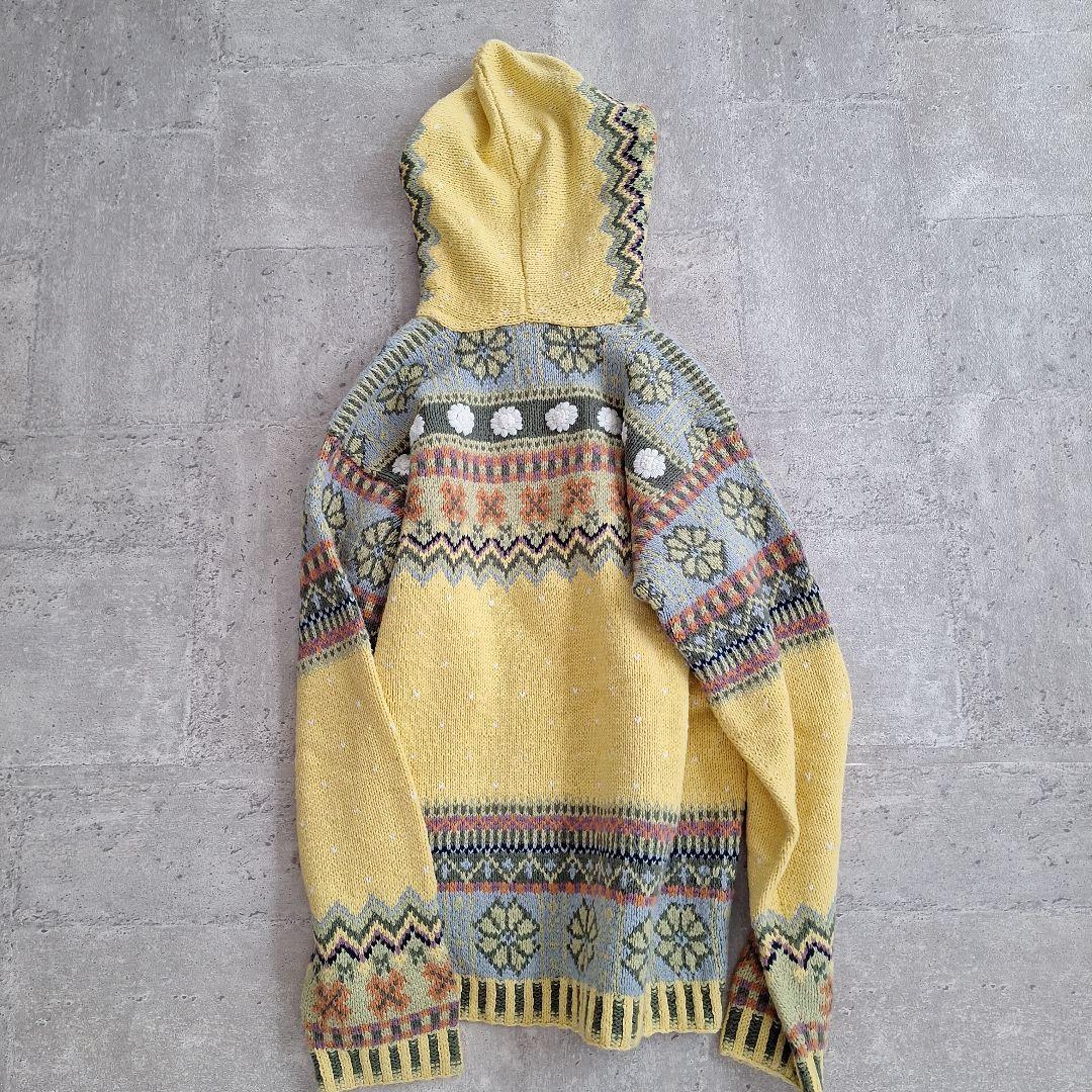 PINK HOUSE ピンクハウス フェアアイル柄 フーディー ニット 美品