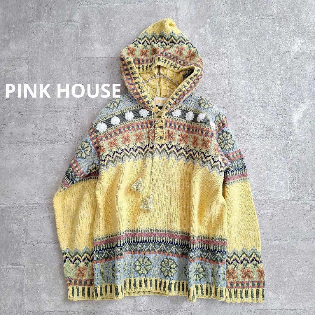 PINK HOUSE ピンクハウス フェアアイル柄 フーディー ニット 美品