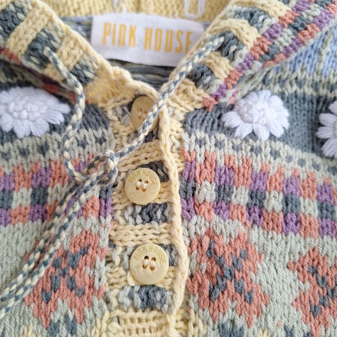 PINK HOUSE ピンクハウス フェアアイル柄 フーディー ニット 美品