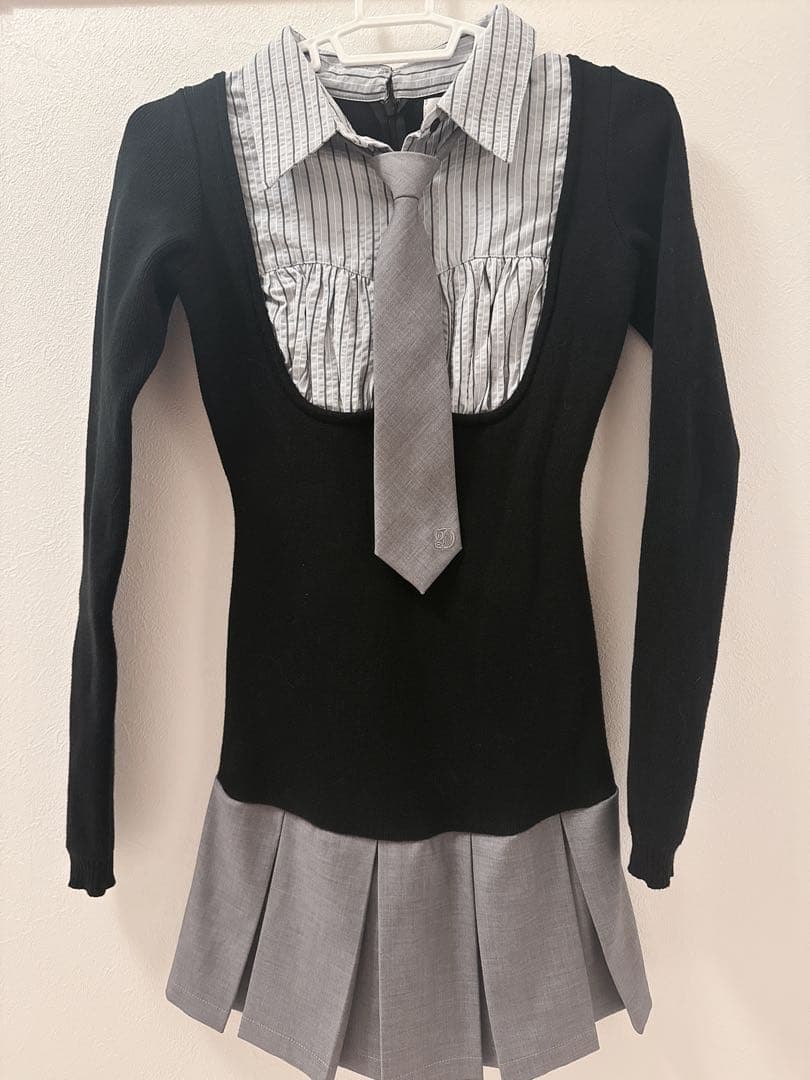 darich ダーリッチ シャツドッキングニットミニワンピース