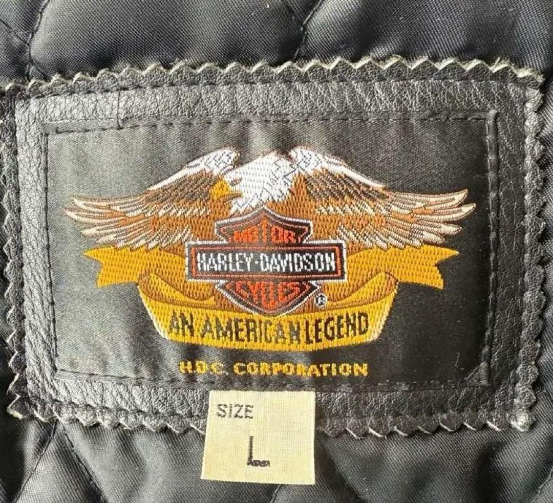 【激レア】　ハーレー革ジャン　ファイヤーパターン レザージャケット刺繍 L 黒