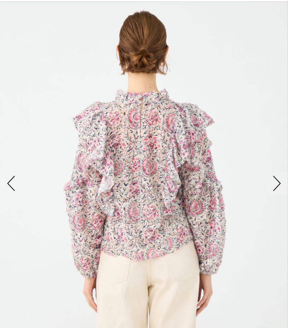 SOULEIADO フリルブラウス ピンク ラメ 36 花柄 トゥモローランド