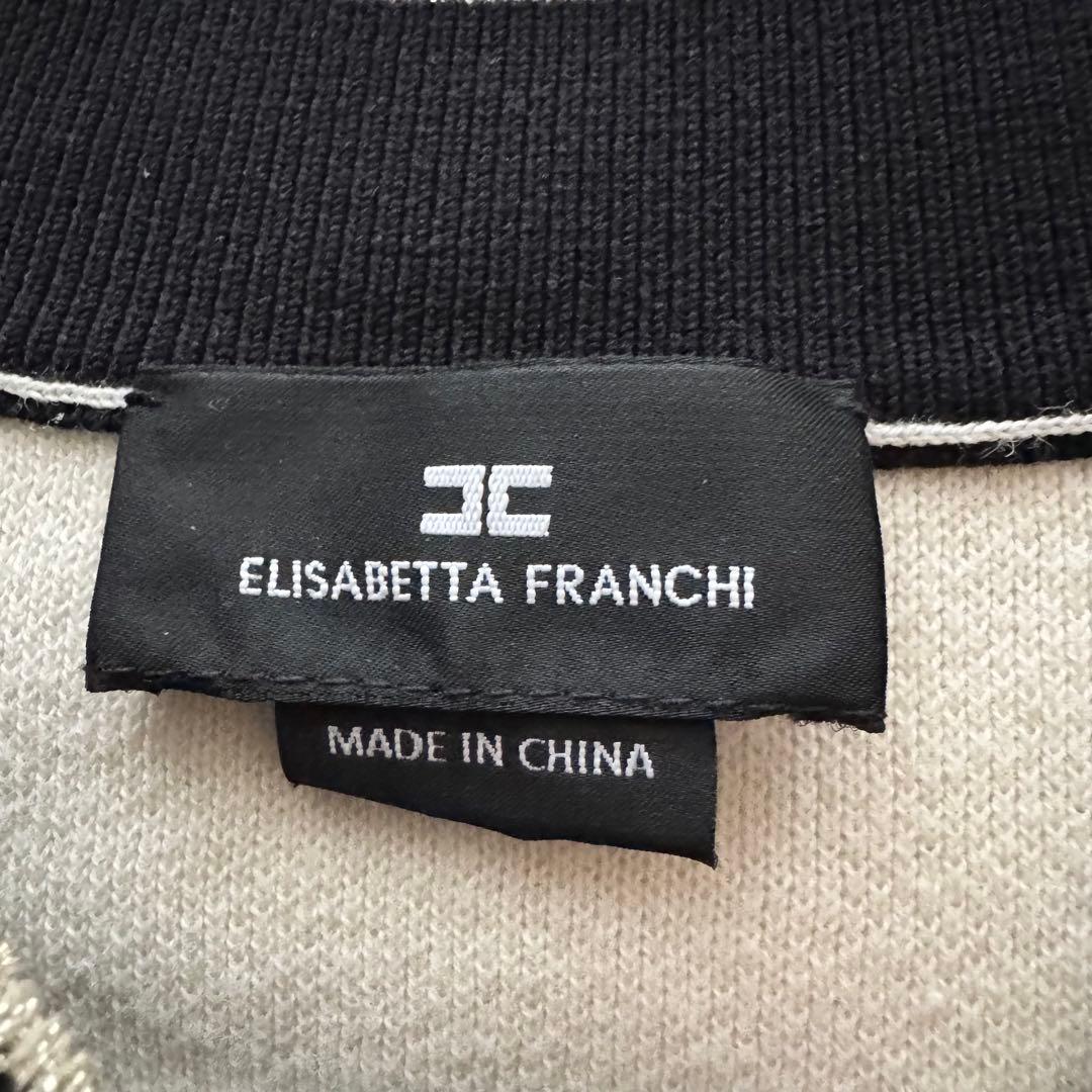 【エリザベッタフランキ】ワンピース　ロゴボタン　金ボタン　バイカラー　白　黒