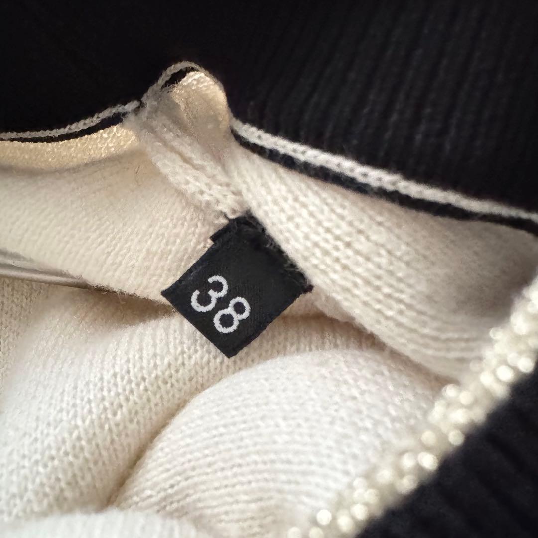 【エリザベッタフランキ】ワンピース　ロゴボタン　金ボタン　バイカラー　白　黒