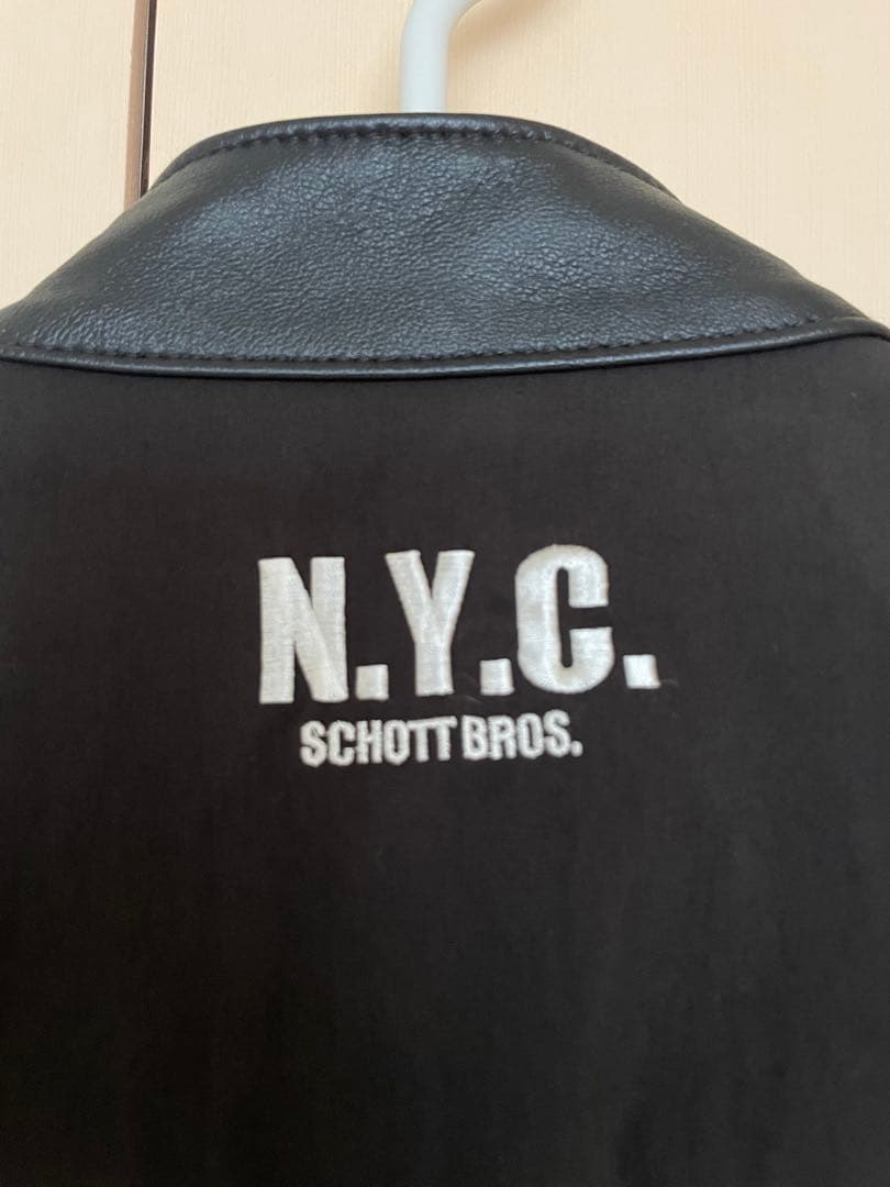 Schott レザーコンビシングルライダース　ブラック MEDIUM