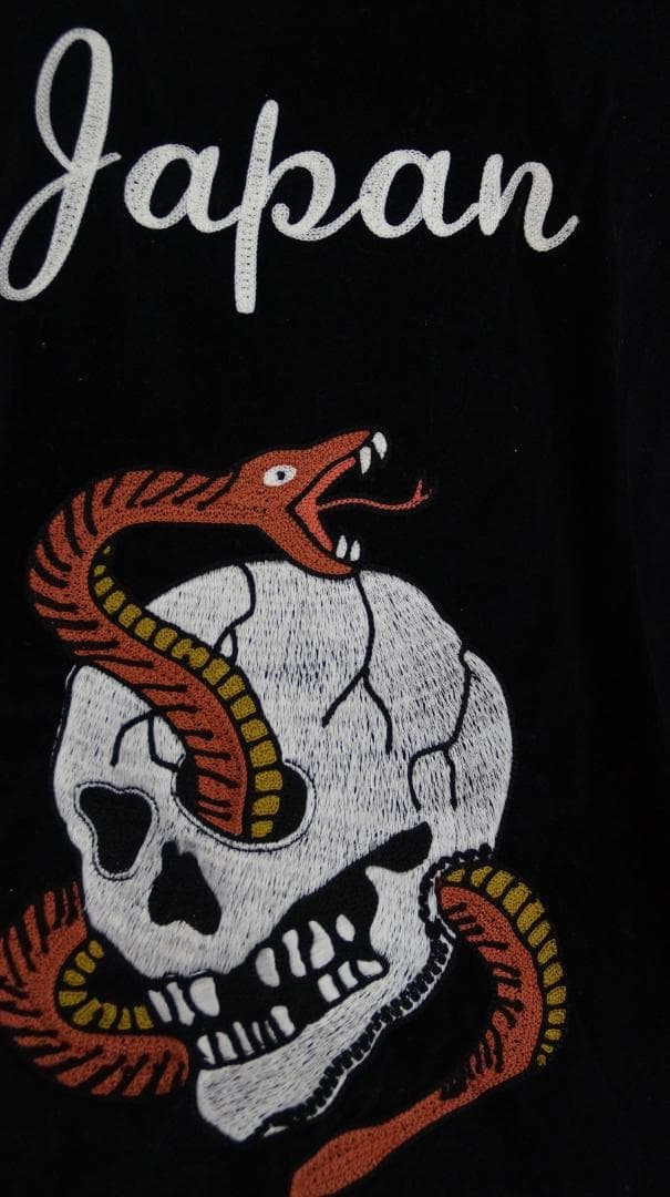 ブラックトップ　モーターサイクル　ベロアスカジャン　ジャケット　虎　スカル　刺繍