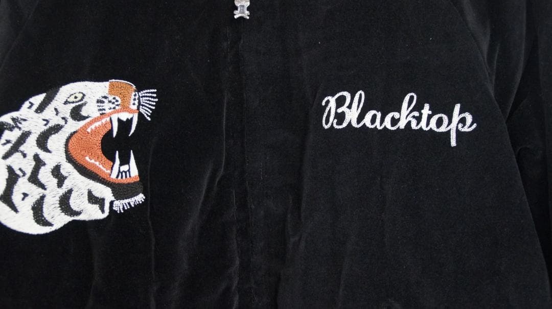 ブラックトップ　モーターサイクル　ベロアスカジャン　ジャケット　虎　スカル　刺繍