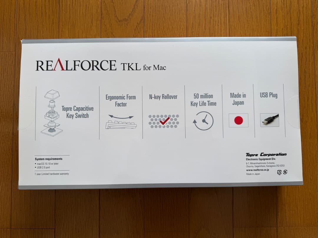 REALFORCE TKL for Mac　R2TL-JPVM-WH