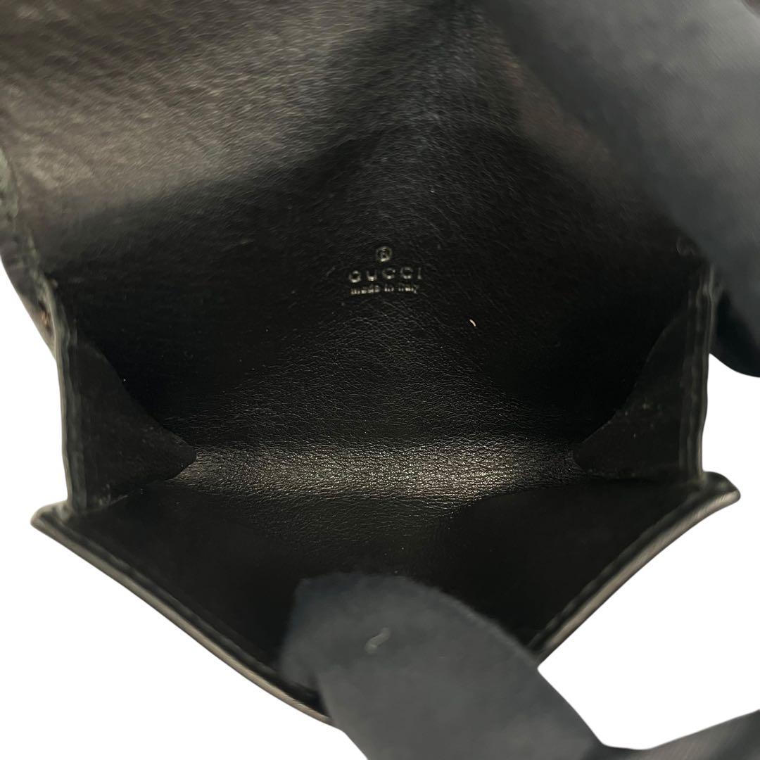 極美✨グッチ 名刺入れ カードケース GGシマ 型押し ブラック レザー