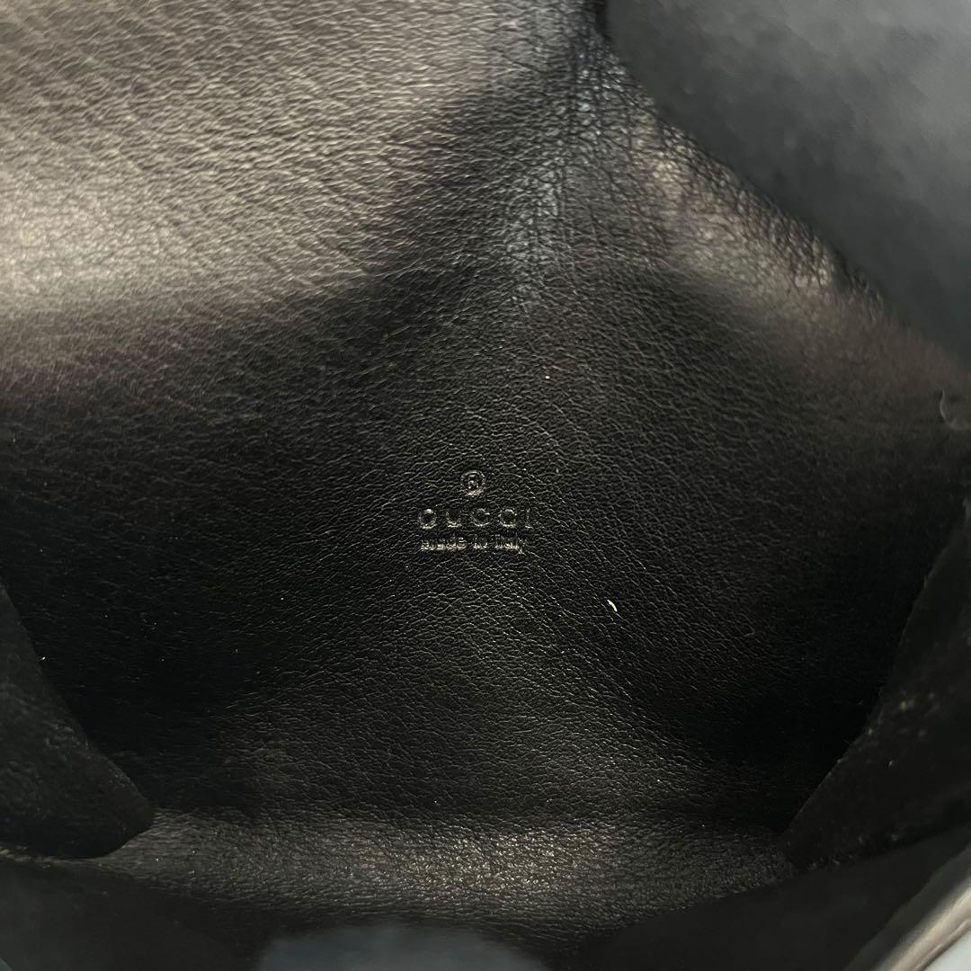 極美✨グッチ 名刺入れ カードケース GGシマ 型押し ブラック レザー