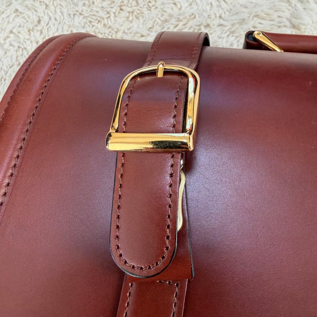 【希少】オールレザー　メンズ　ビジネス　ダレスバッグ　ゴールド　金具　ブラウン