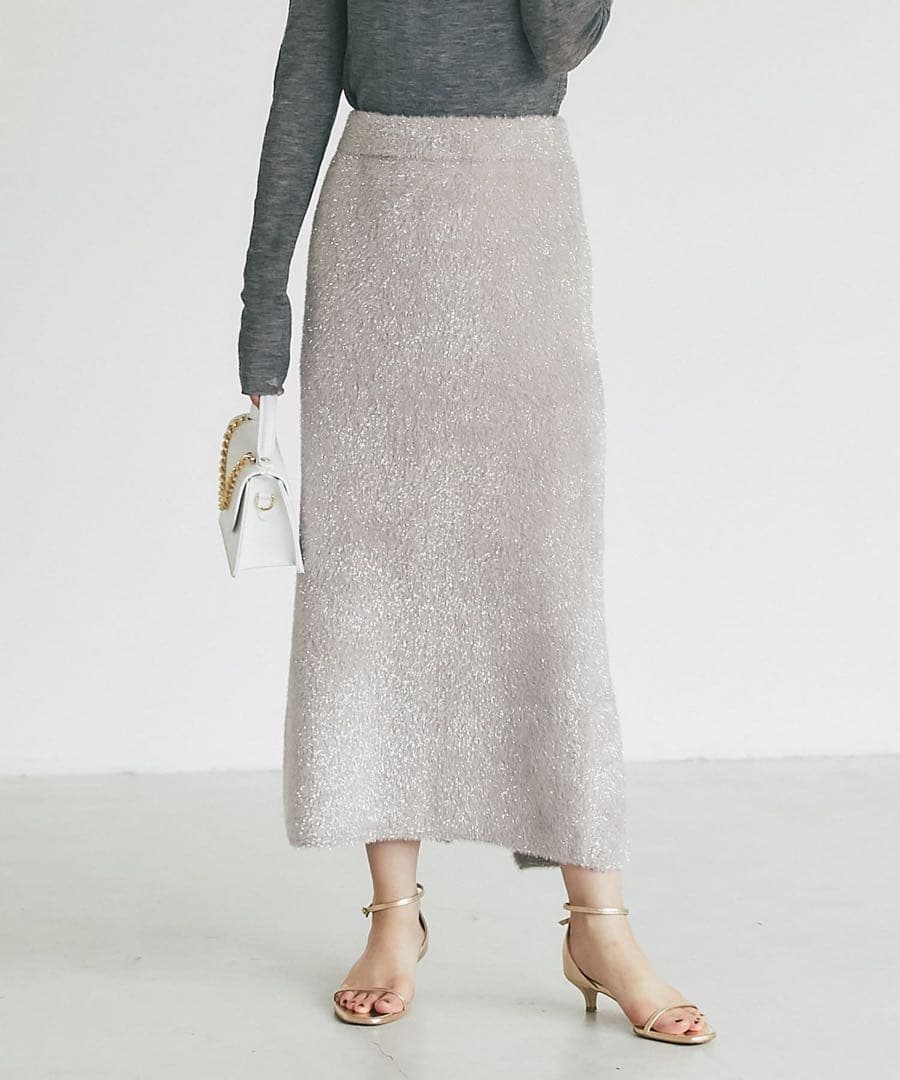 ラブティックボンボン ラメ シャギー ニットスカート フリー