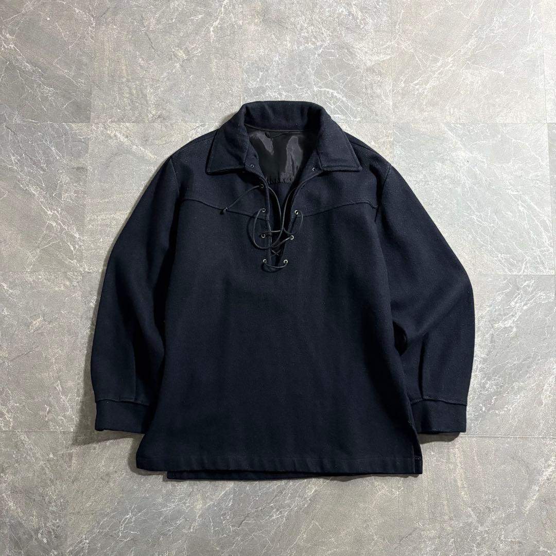トップス 50s Vintage lace up wool pullover shirt