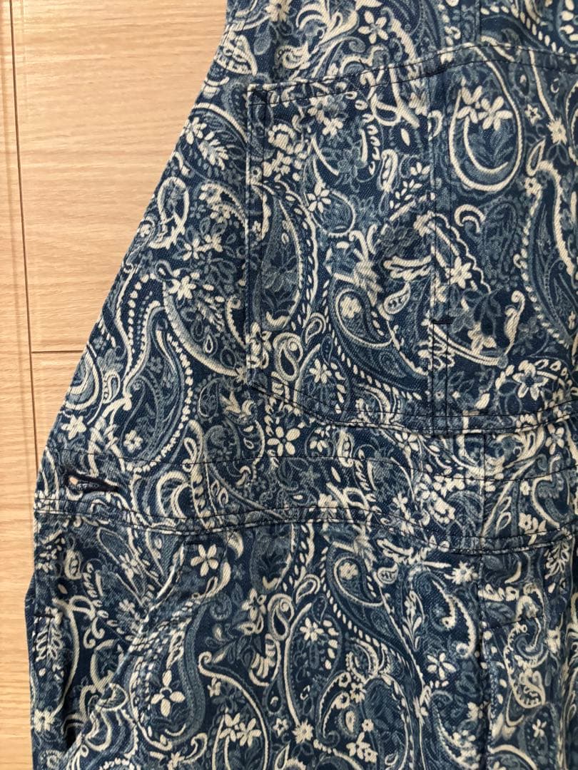 ジョンブル　京都バッセン　ネイビー ペイズリー柄 オーバーオール