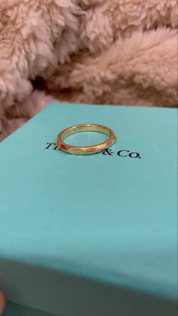 ティファニー　Tiffany k18 リング トゥルーバンドリング ダイヤ　金