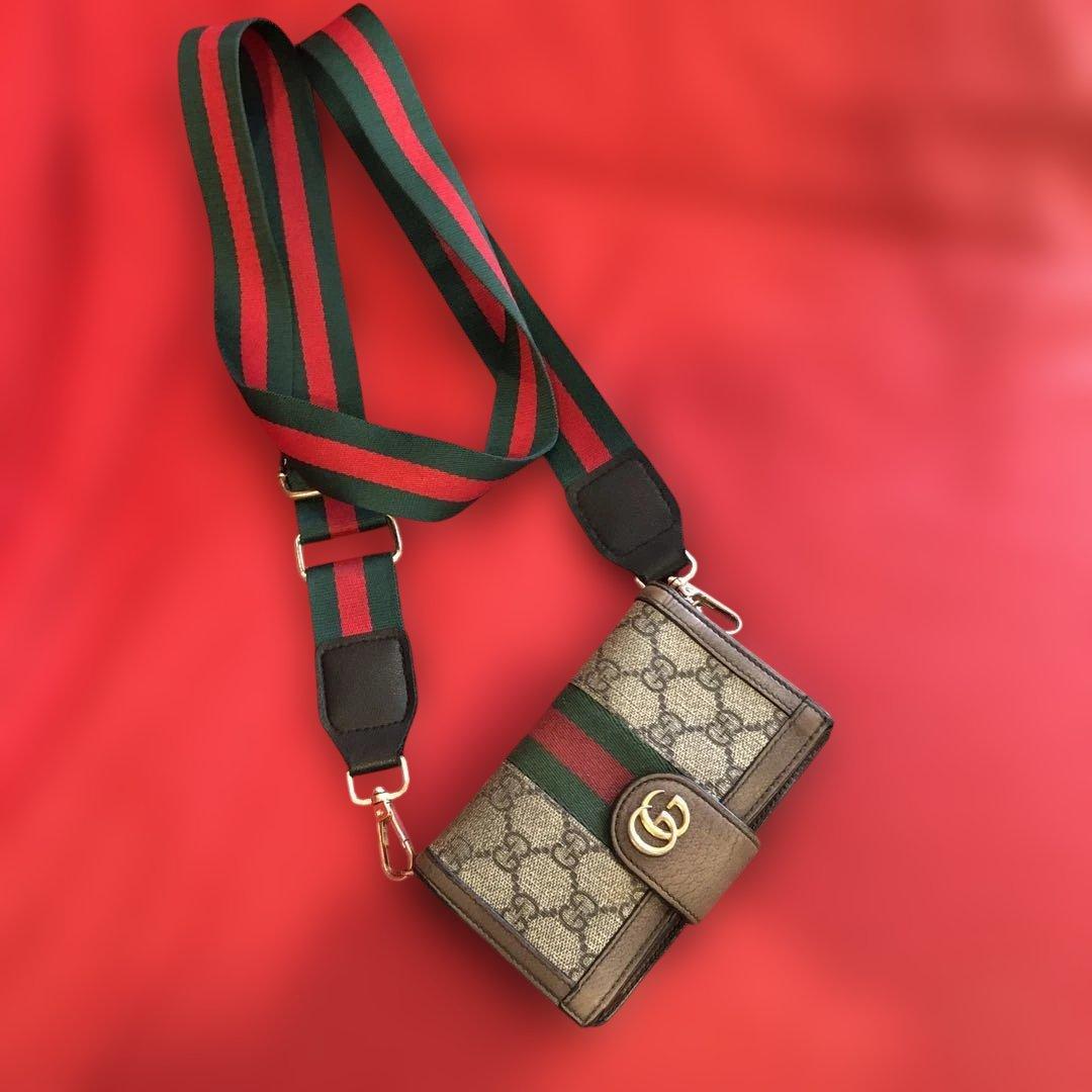 グッチGUCCI スマホケース本物iPhone x xs 希少　社外ストラップ