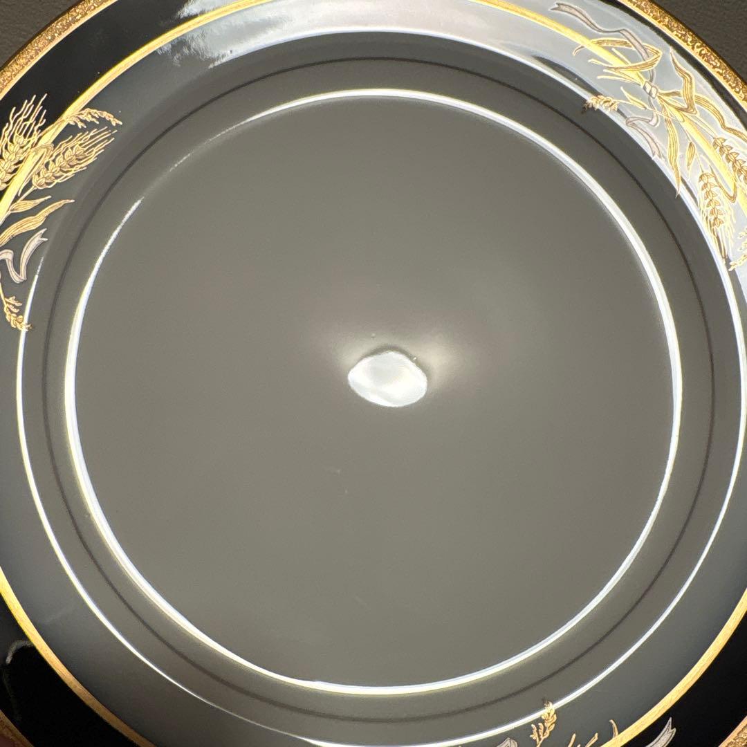 大倉陶園　ロイヤルブルー　瑠璃金彩金蝕稲穂　ディナープレート　26cm