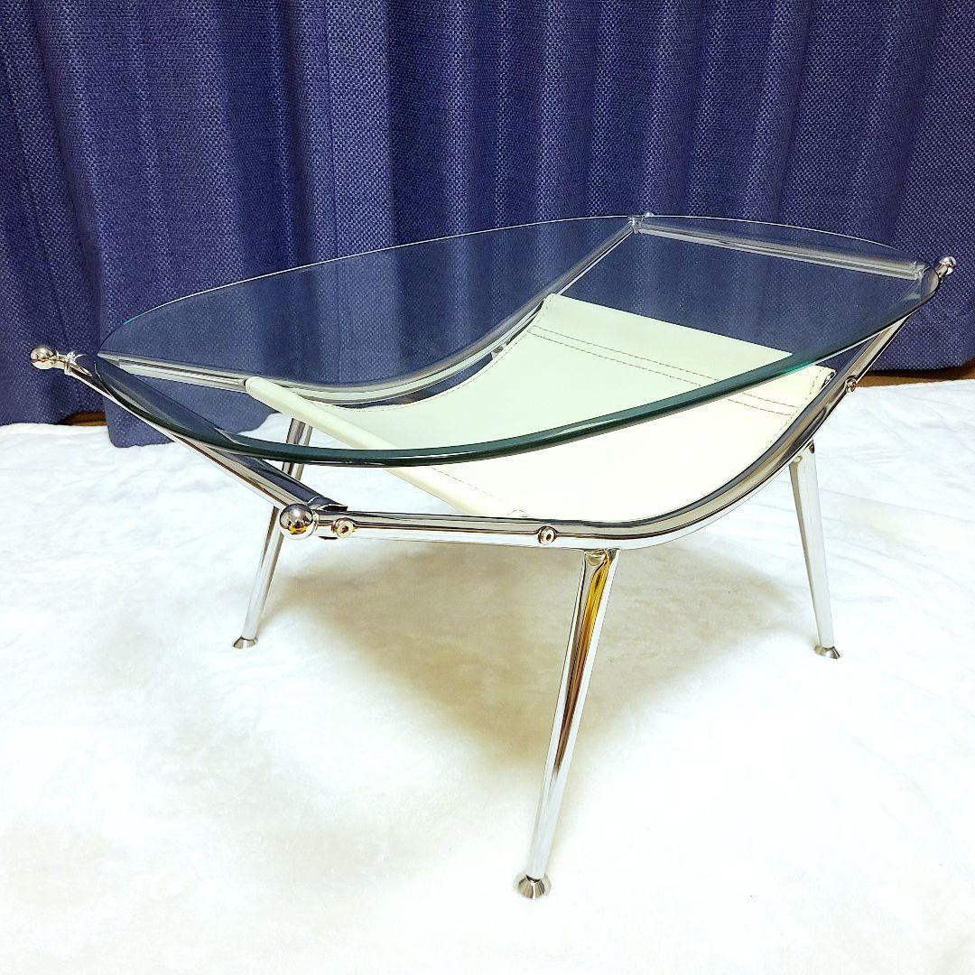 ミッドセンチュリー　スペースエイジ　ローテーブル　楕円　70年代　ガラステーブル