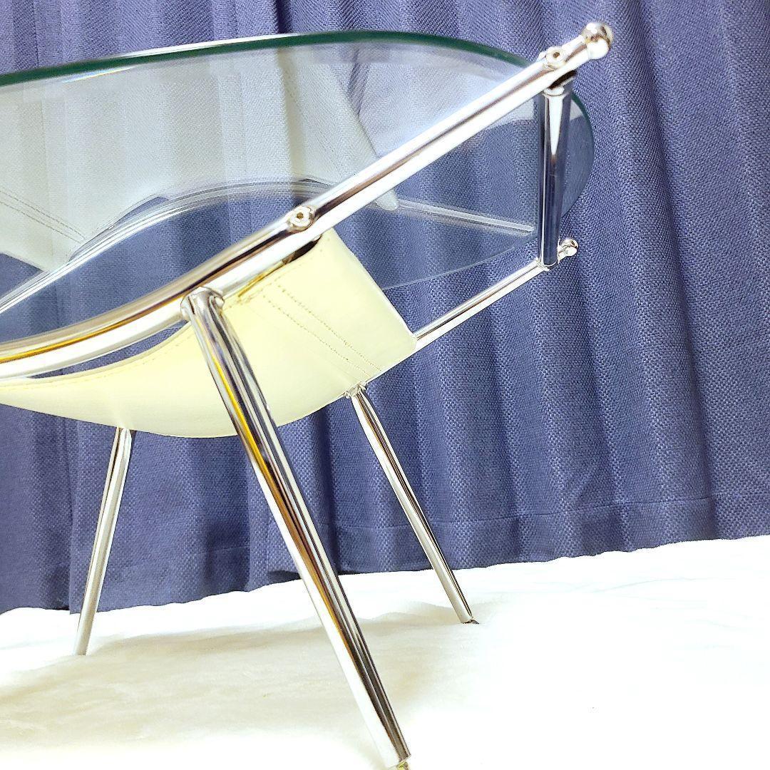 ミッドセンチュリー　スペースエイジ　ローテーブル　楕円　70年代　ガラステーブル