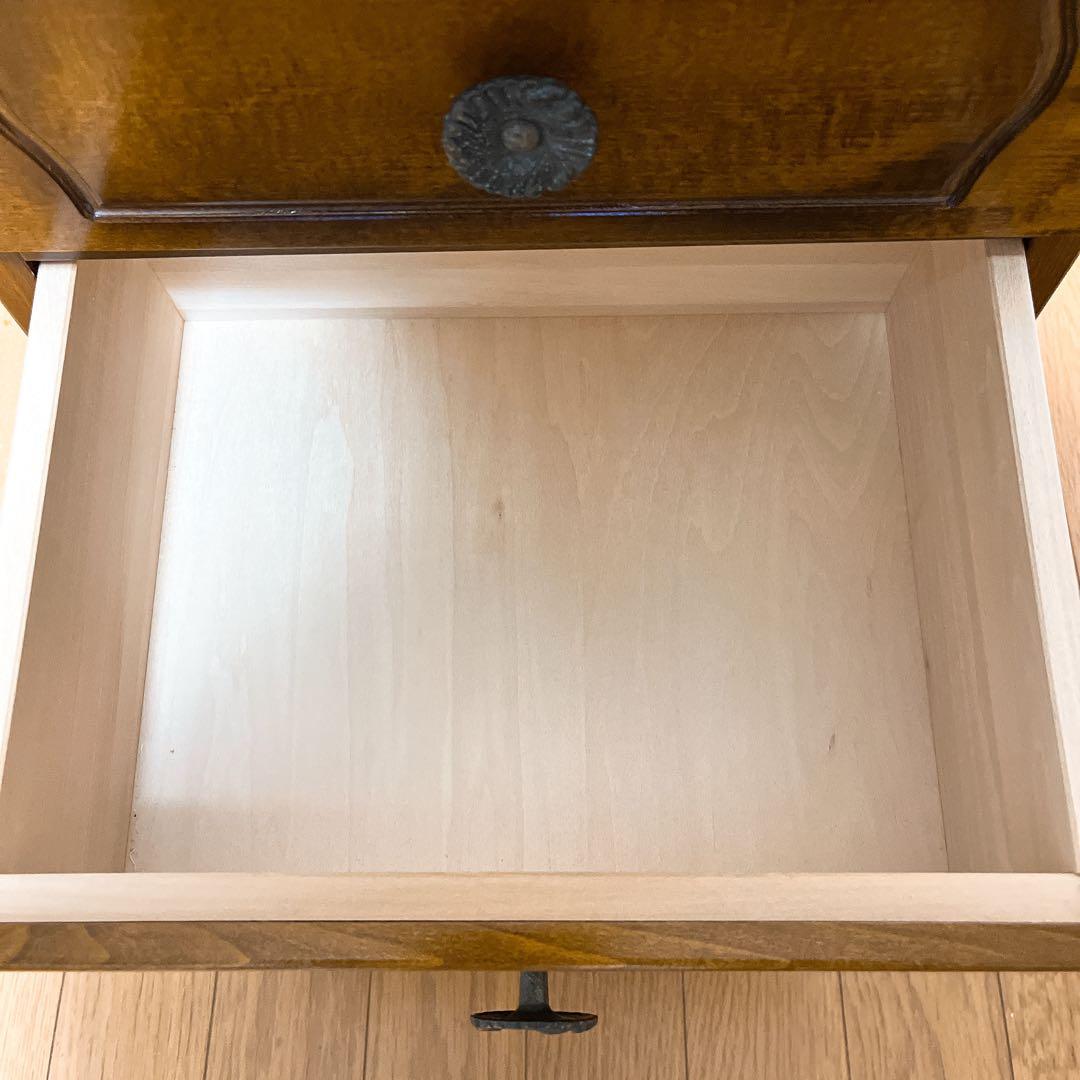 美品　カリモク家具 コロニアル 電話台 引き出し4段 ブナ材 カントリー調