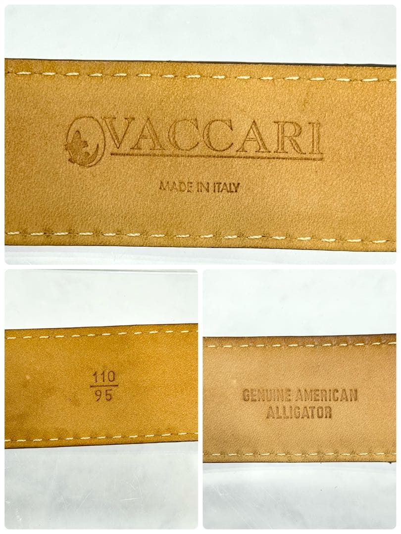 VACCARI アリゲーター レザーベルト スモーキーグレージュ イタリア製