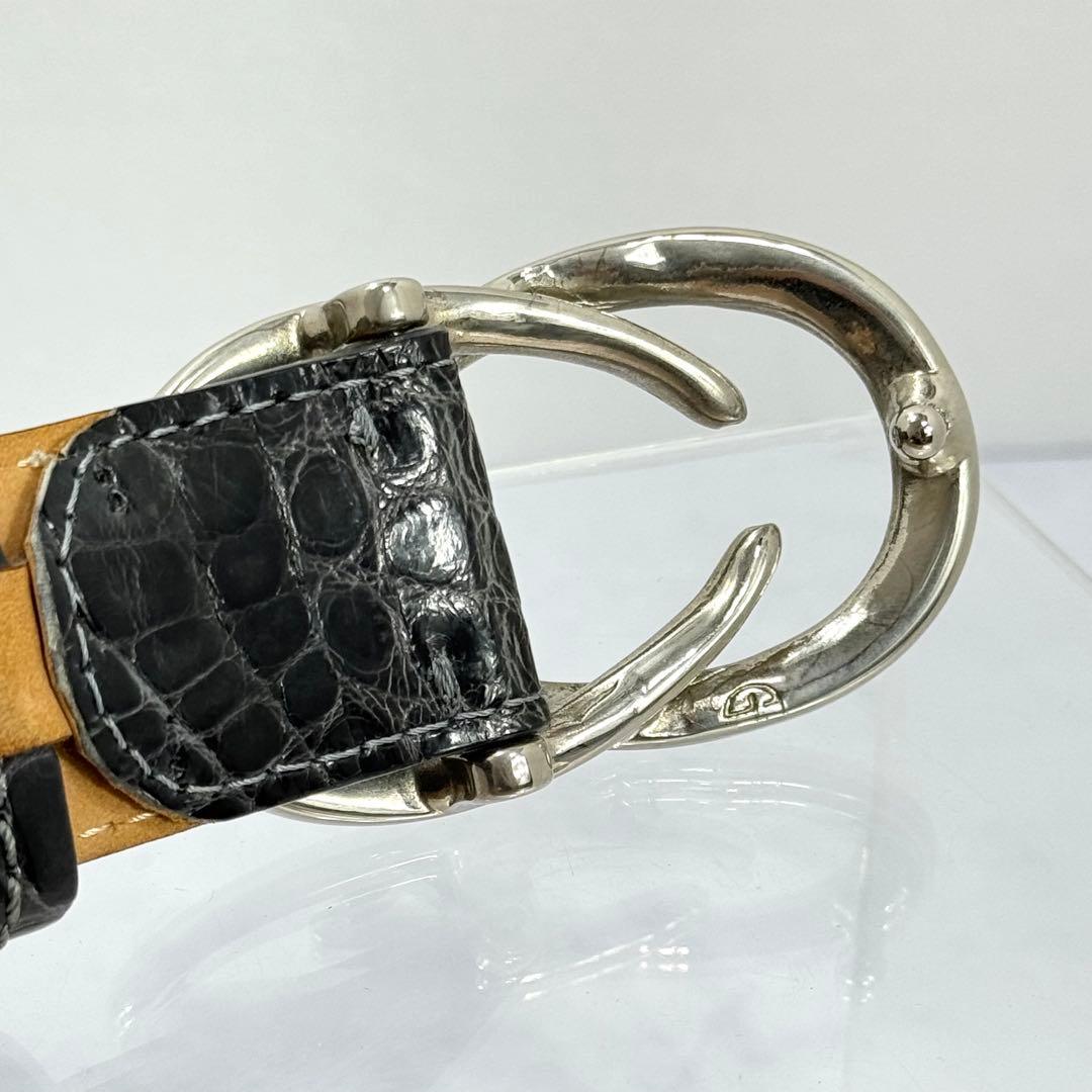 VACCARI アリゲーター レザーベルト スモーキーグレージュ イタリア製