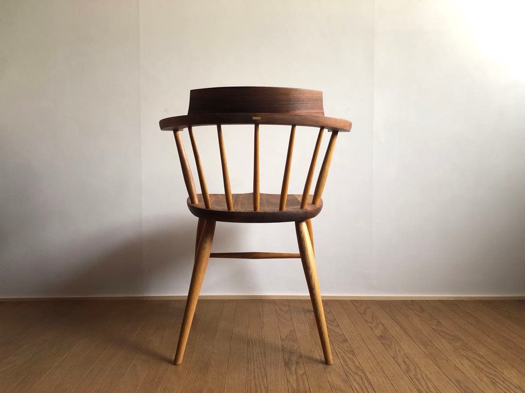 柏木工 キャプテンチェア ウォールナット&オーク無垢材 アーム付き オイル仕様