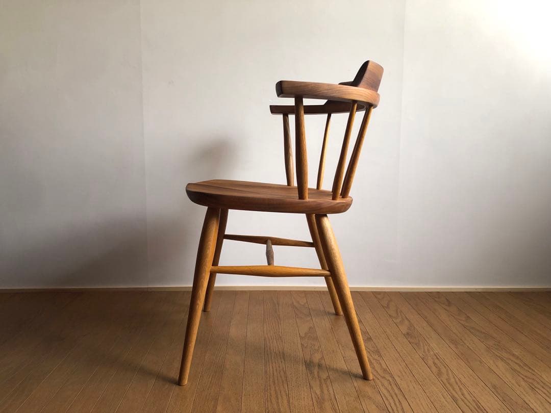 柏木工 キャプテンチェア ウォールナット&オーク無垢材 アーム付き オイル仕様