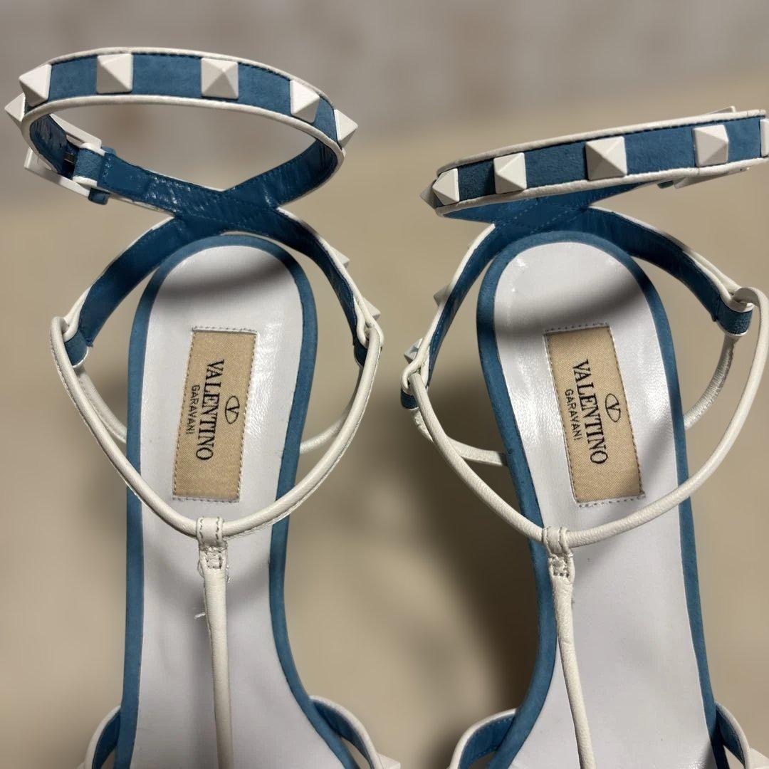 Valentino 青白 スタッズ ハイヒール25㎝〜25.5㎝