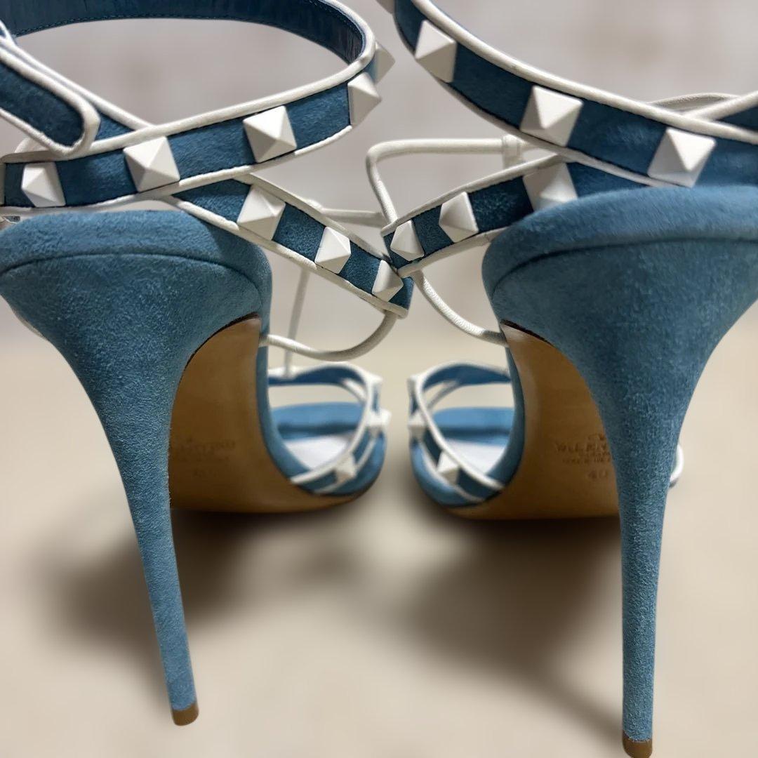 Valentino 青白 スタッズ ハイヒール25㎝〜25.5㎝