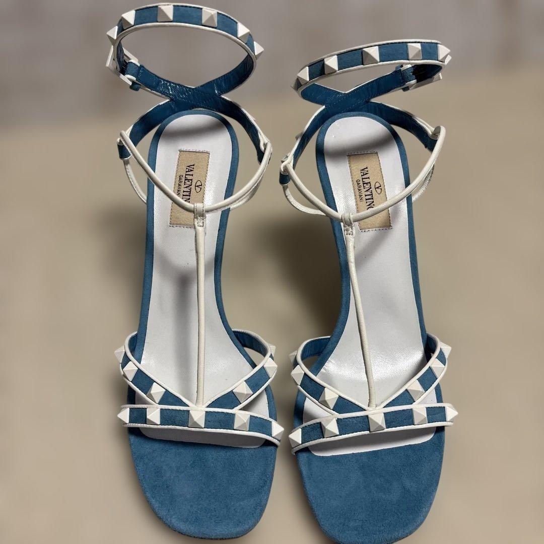Valentino 青白 スタッズ ハイヒール25㎝〜25.5㎝