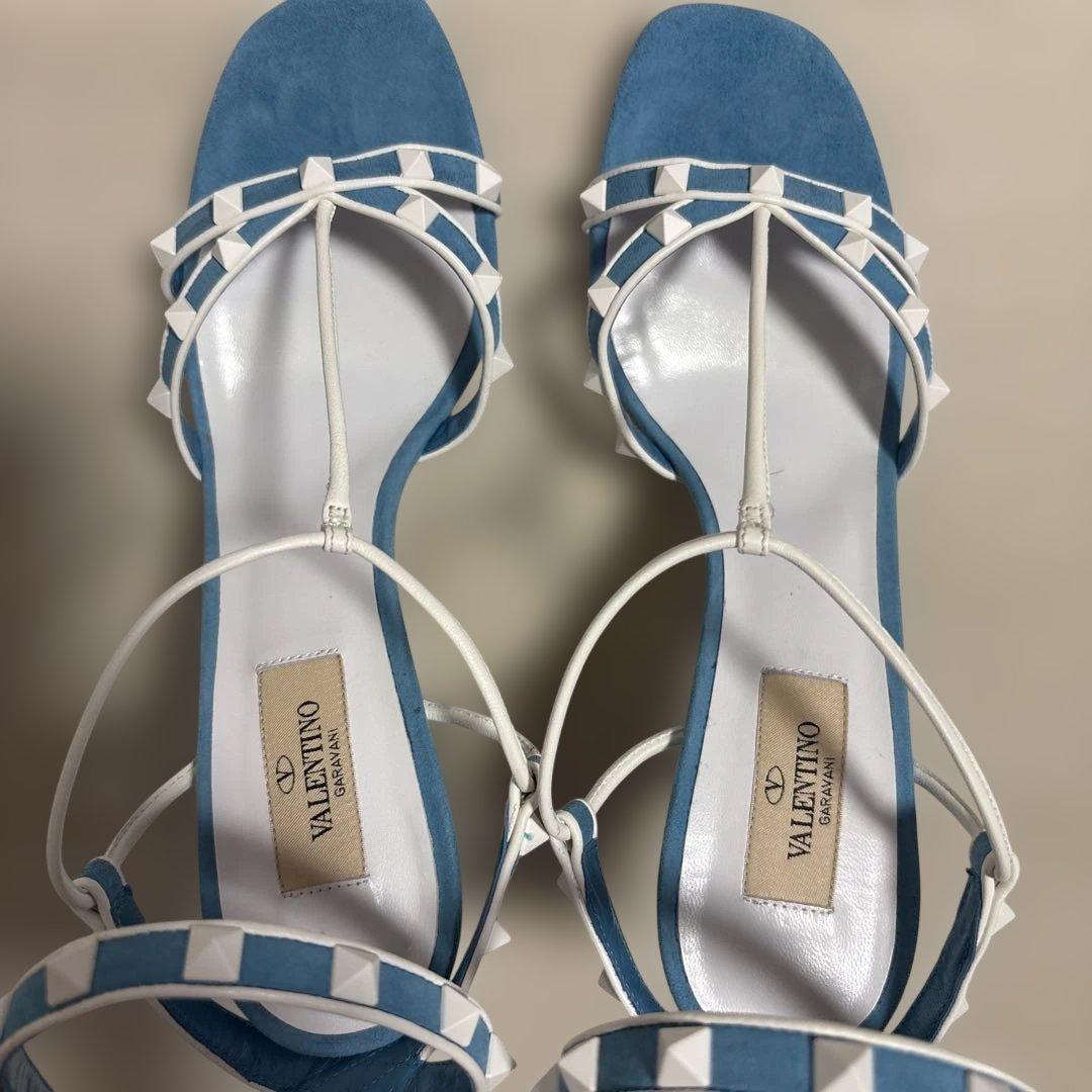 Valentino 青白 スタッズ ハイヒール25㎝〜25.5㎝