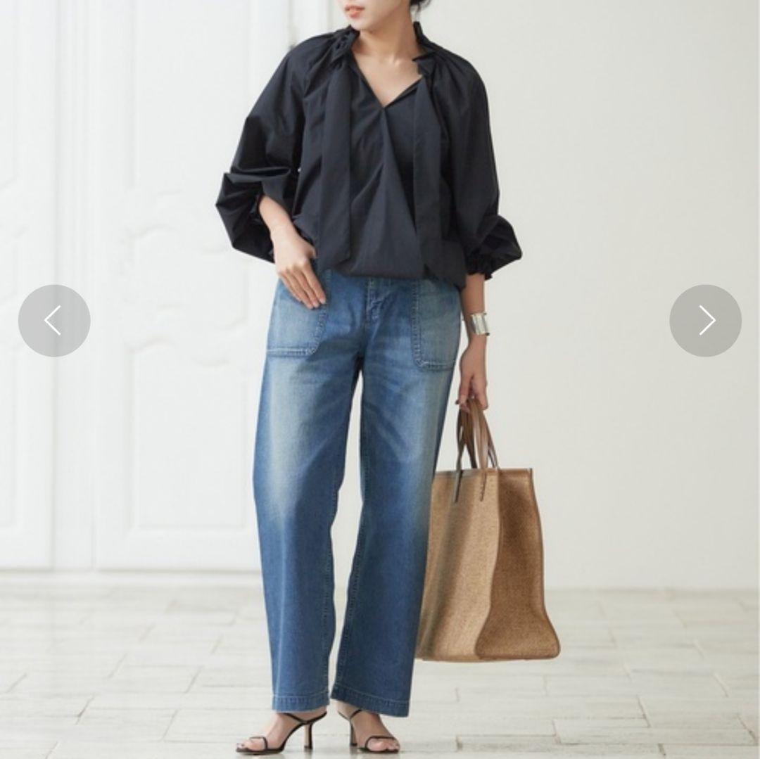 journal standard l'essage　リボンブラウス　ブラック