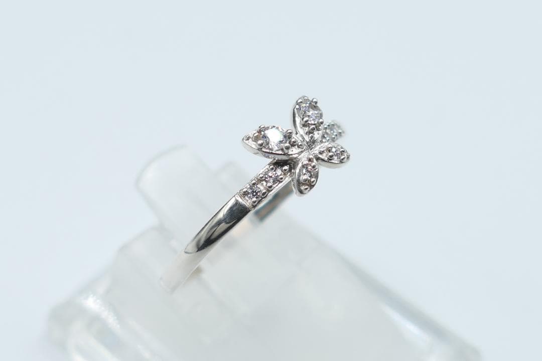 極美品　13号　ANNA SUI　アナスイ　ジルコニア　リング　指輪　蝶　四葉