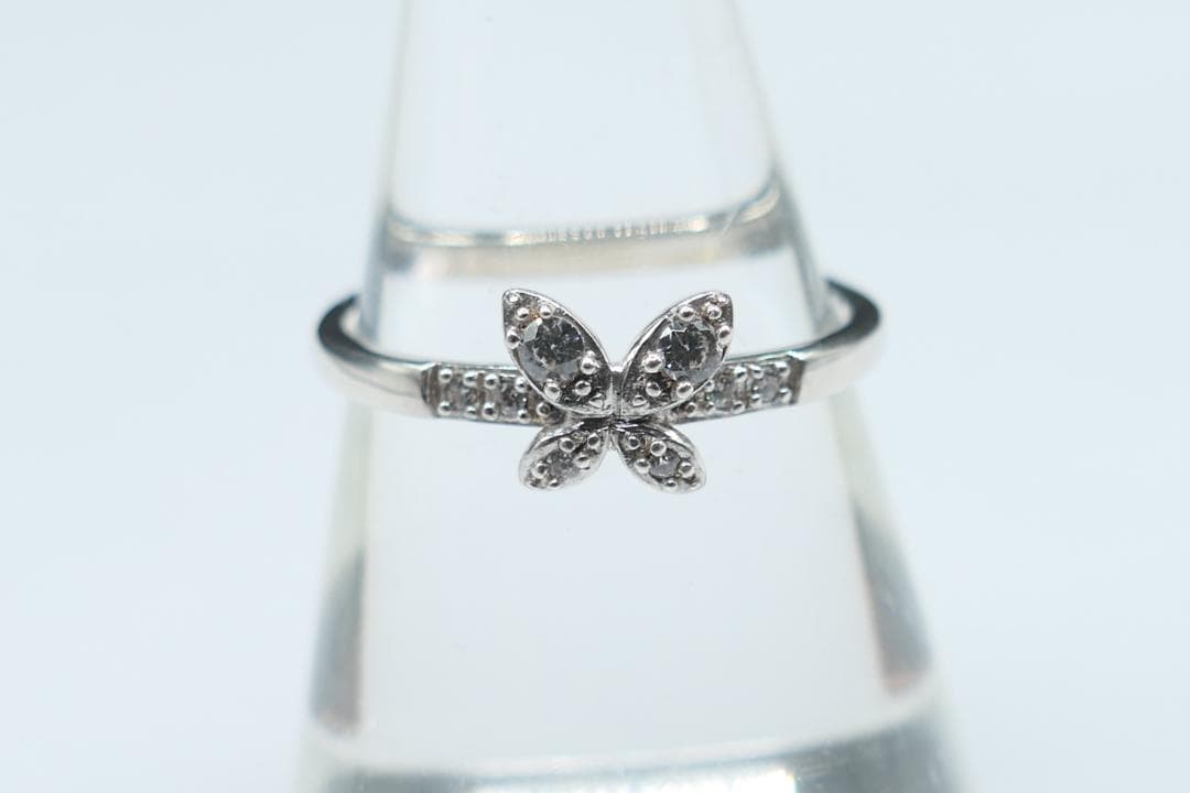 極美品　13号　ANNA SUI　アナスイ　ジルコニア　リング　指輪　蝶　四葉