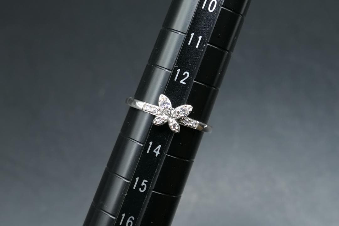 極美品　13号　ANNA SUI　アナスイ　ジルコニア　リング　指輪　蝶　四葉