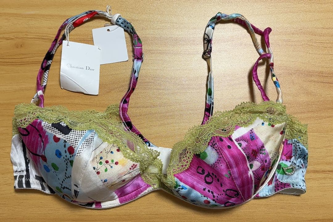 ガリアーノ期 Christian Dior マルチカラープリントシルクブラジャー