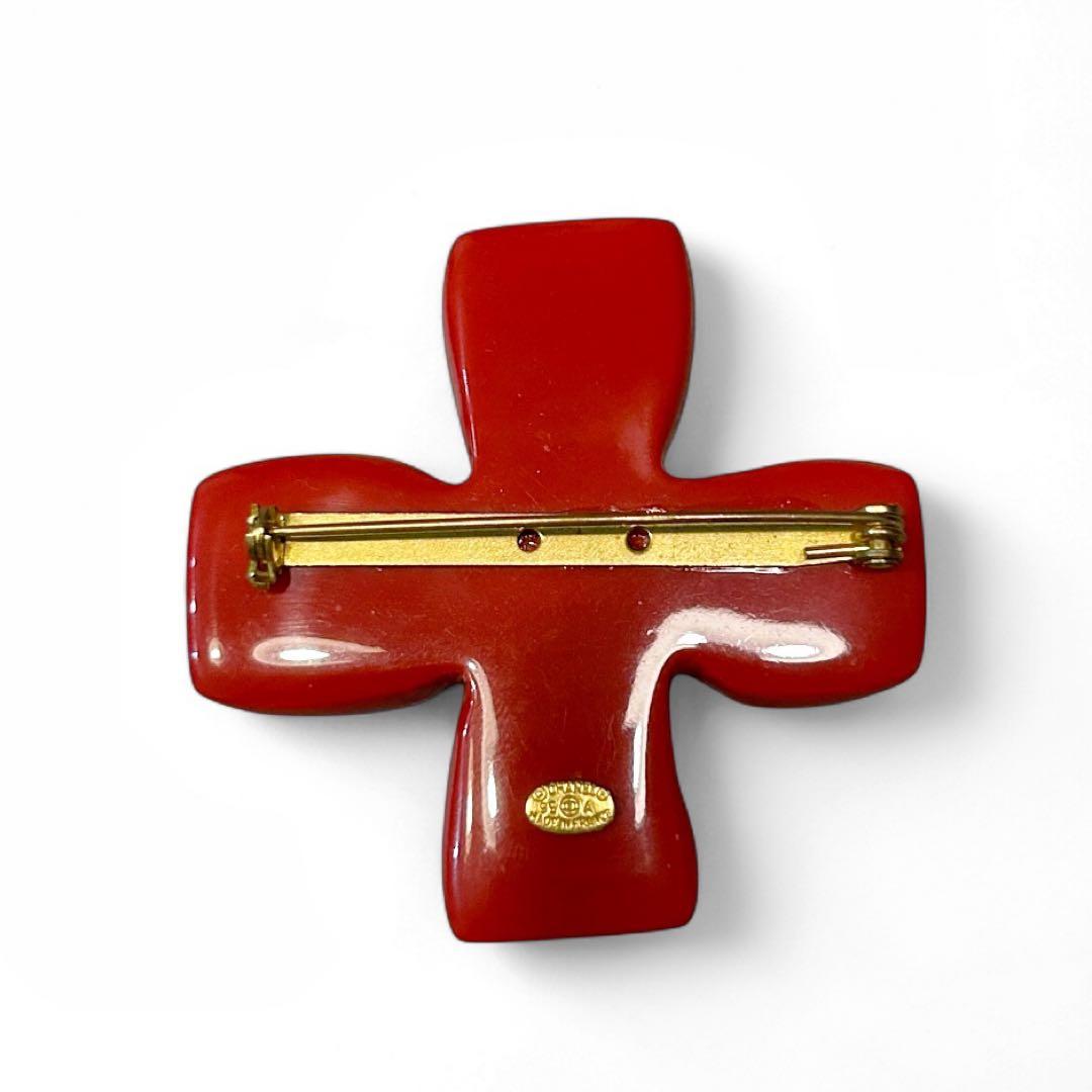 【超希少】CHANEL クロスモチーフ ブローチ ココマーク 95A 赤