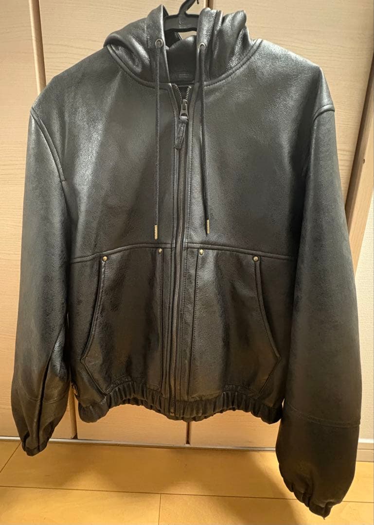 ZARA レザーパーカー　フーデッド　ジャケット