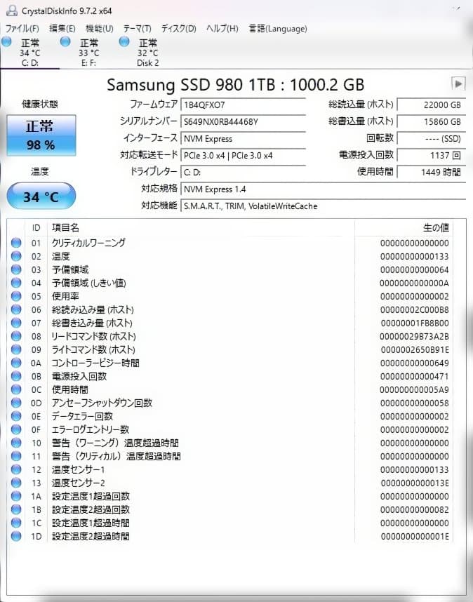 M.2 PCIe 内蔵型SSD 2280 1TB