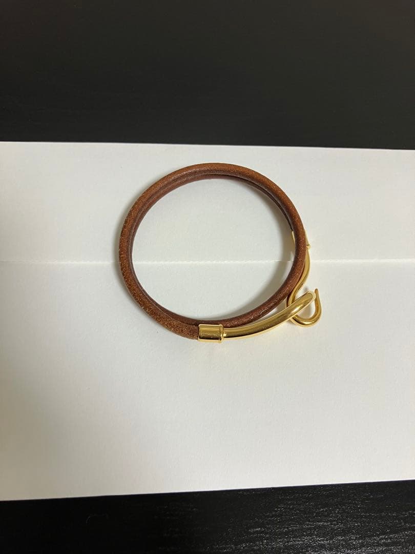 HERMES エルメス ジャンボ 茶×金 二重 ブレスレット