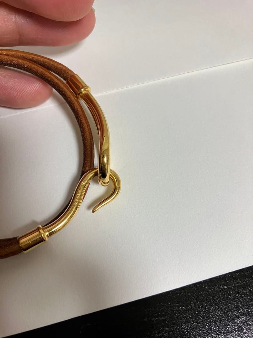 HERMES エルメス ジャンボ 茶×金 二重 ブレスレット