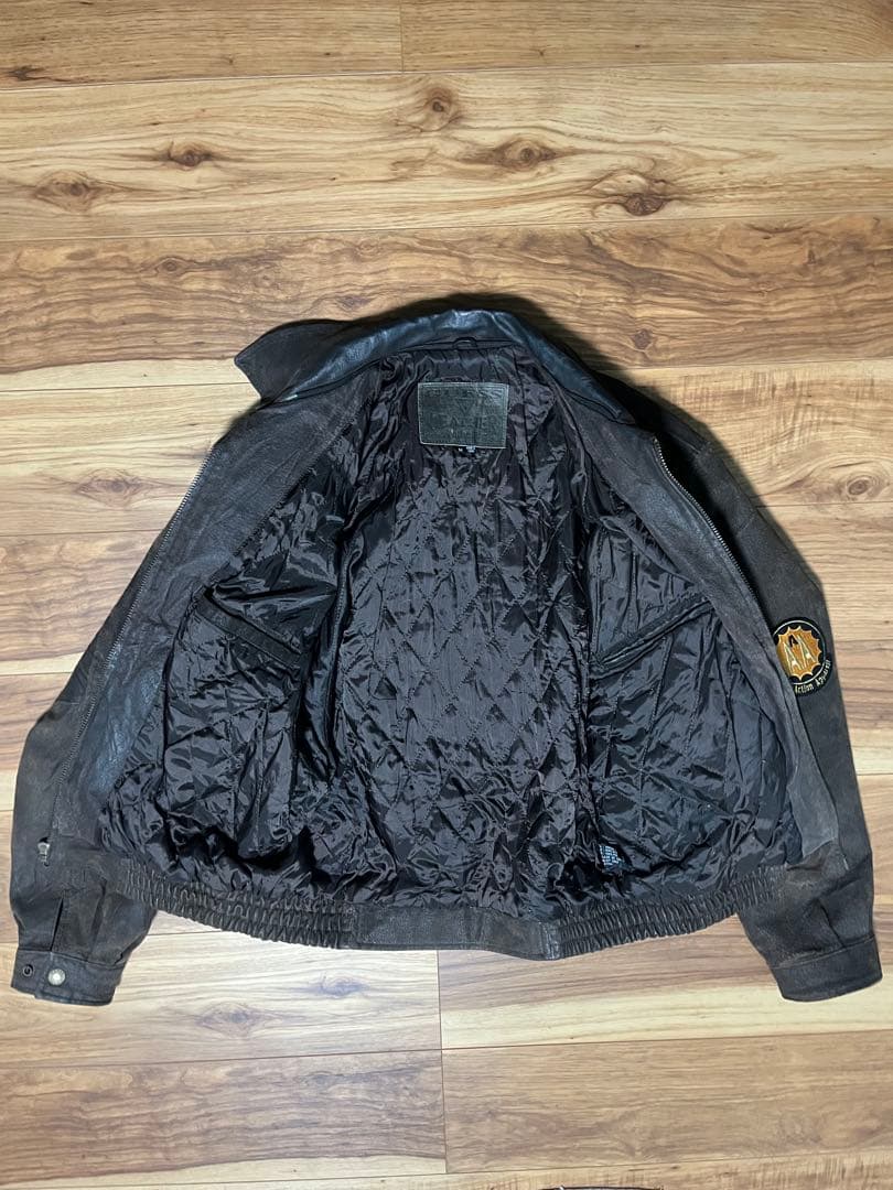 【希少】guess leather レザージャケット ヴィンテージ ワッペン