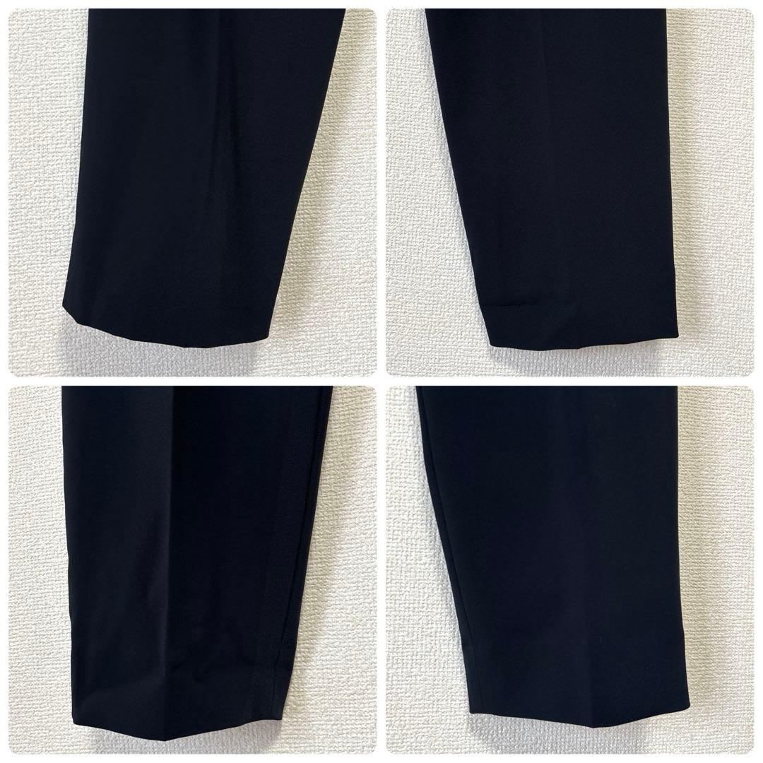 極美品✨インディヴィ パンツスーツ セットアップ ノーカラー LL・XL 紺色