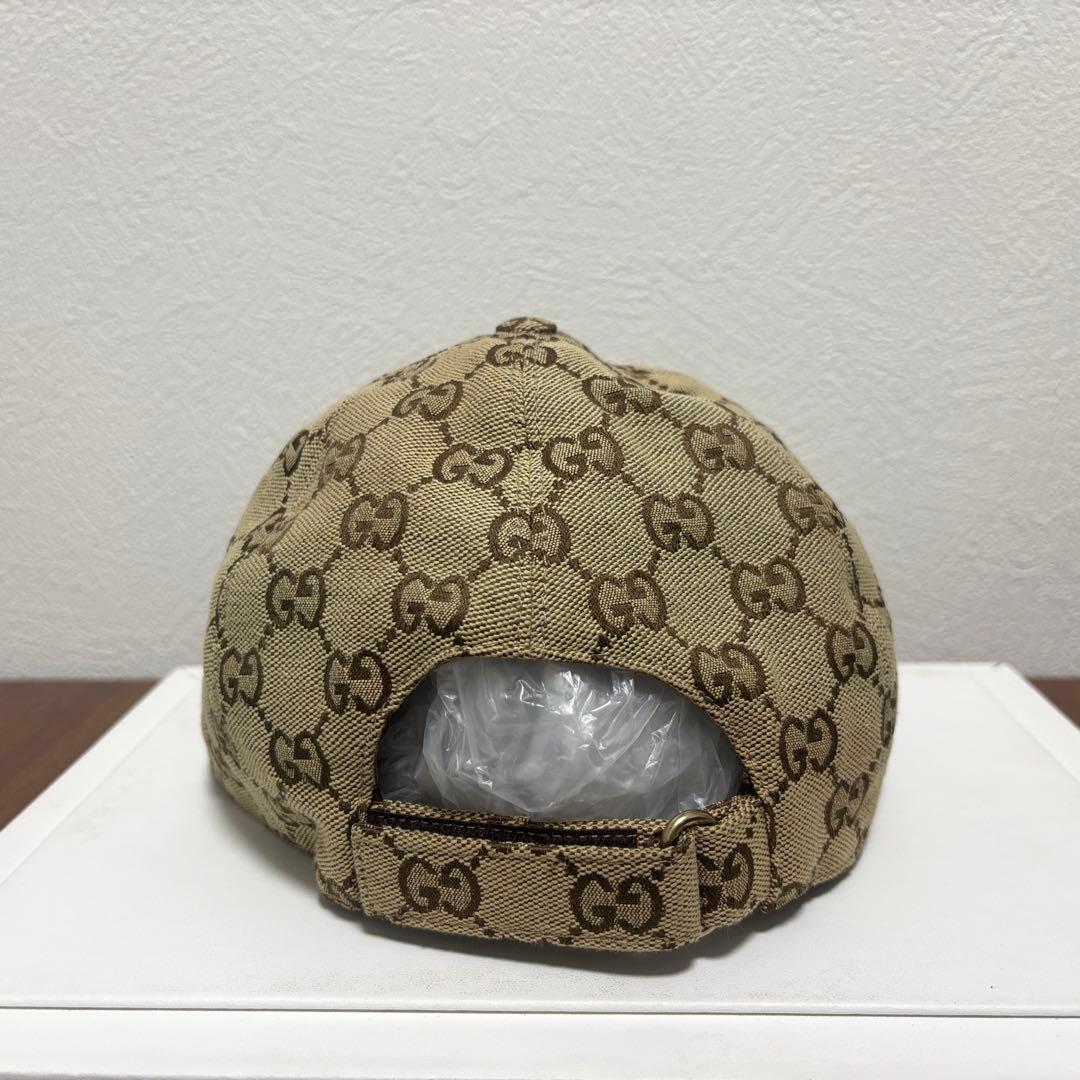 グッチ GGキャンバス ロゴパッチ キャップ ブラウン サイズL【中古】