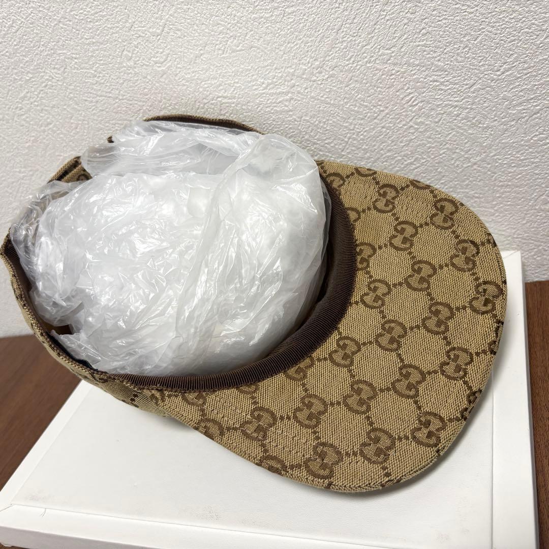 グッチ GGキャンバス ロゴパッチ キャップ ブラウン サイズL【中古】