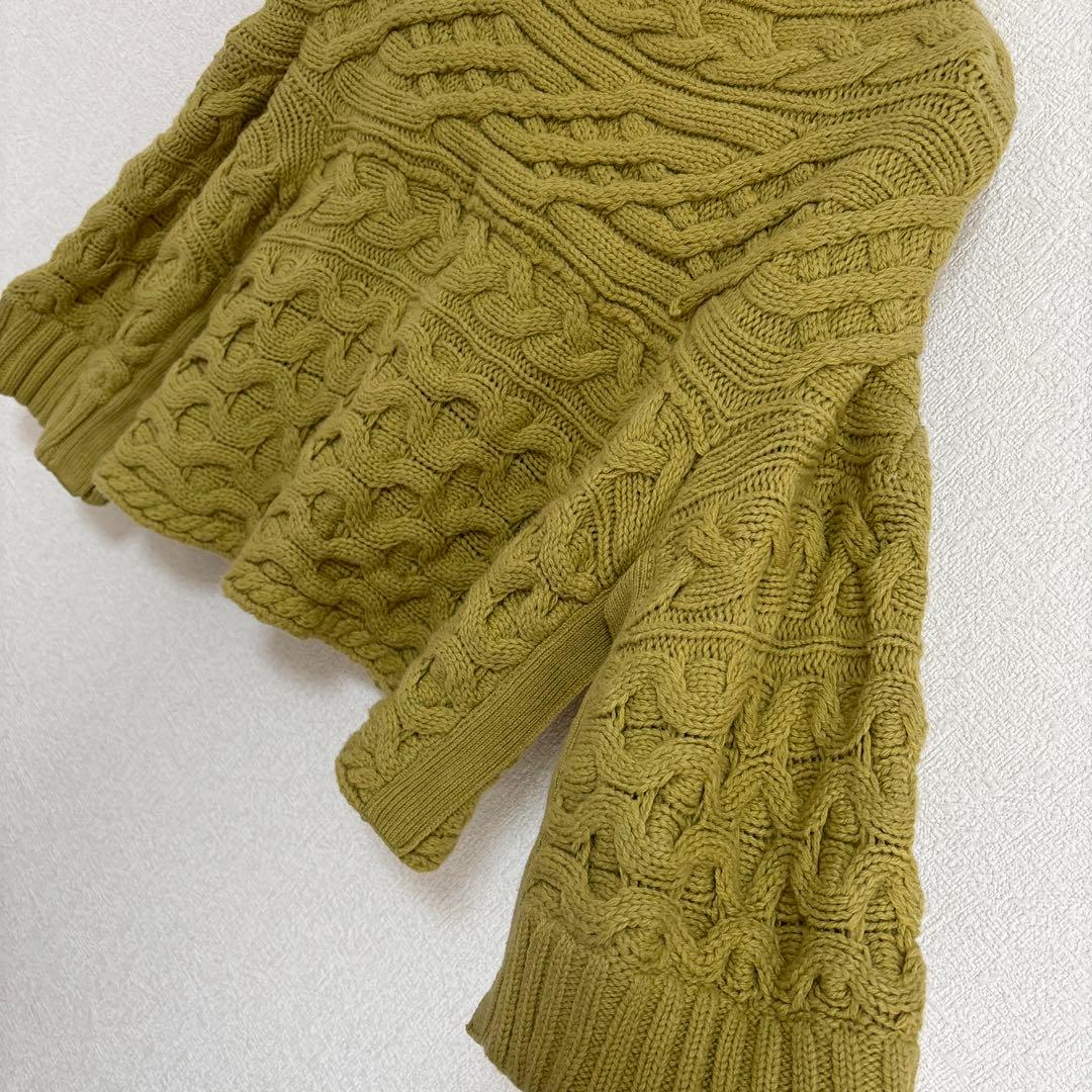 S00098 sacai ミドルネック ケーブル編みニット ポンチョ 2WAY