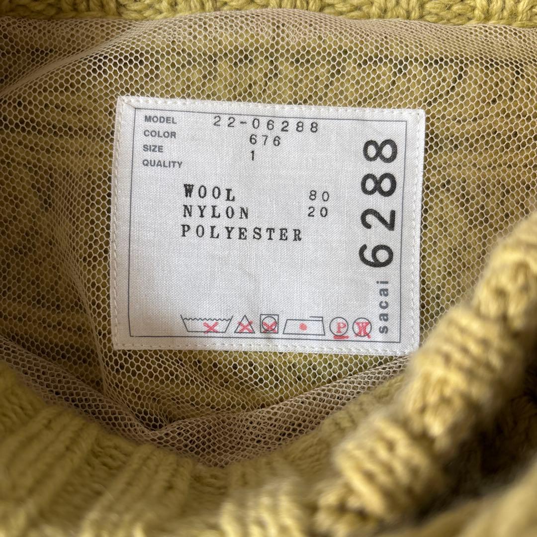 S00098 sacai ミドルネック ケーブル編みニット ポンチョ 2WAY