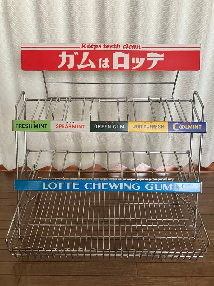 h*_様 昭和レトロ LOTTE ガム 陳列棚 非売品 ディスプレイ