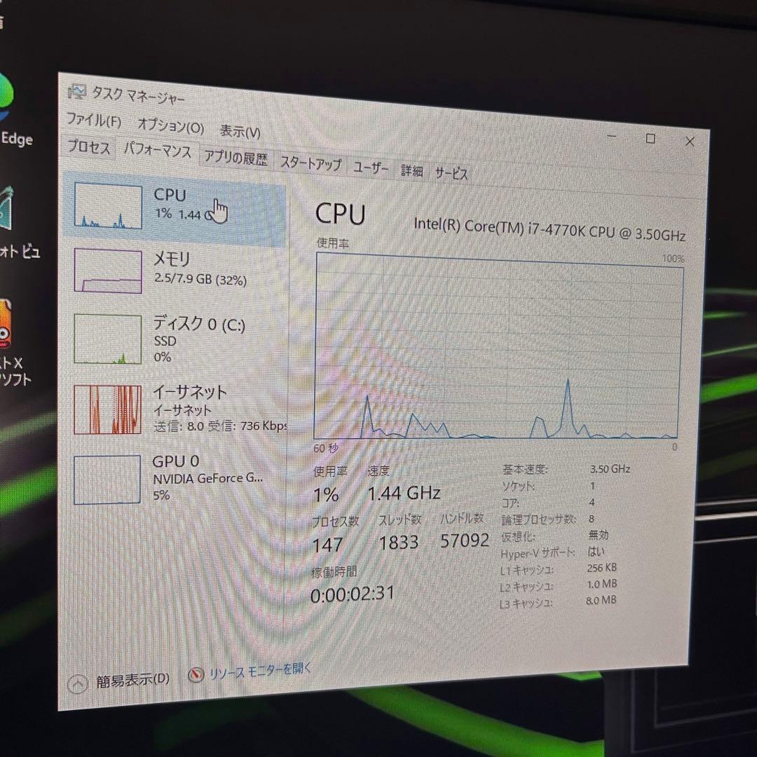 ゲーミングPC/Core i7-4770K/8GB/GTX570